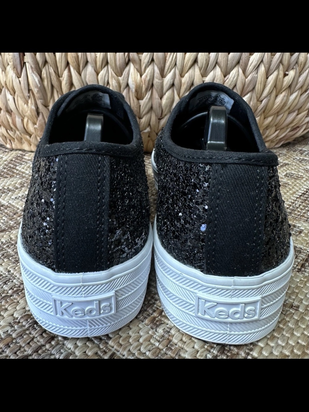 Keds Celebrations Collections Point Toe Black Glitter Platform Sneakers Sz 6.5 - Picture 7 of 13